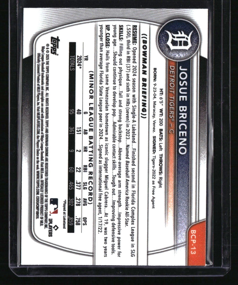 2025 Bowman Josue Briceno Chrome Prospects Lava Refractor #/399