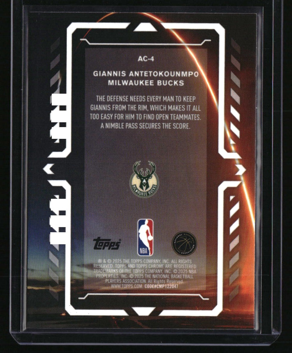 2025-26 Topps Chrome Giannis Antetokounmpo Activators Purple Refractor #/75