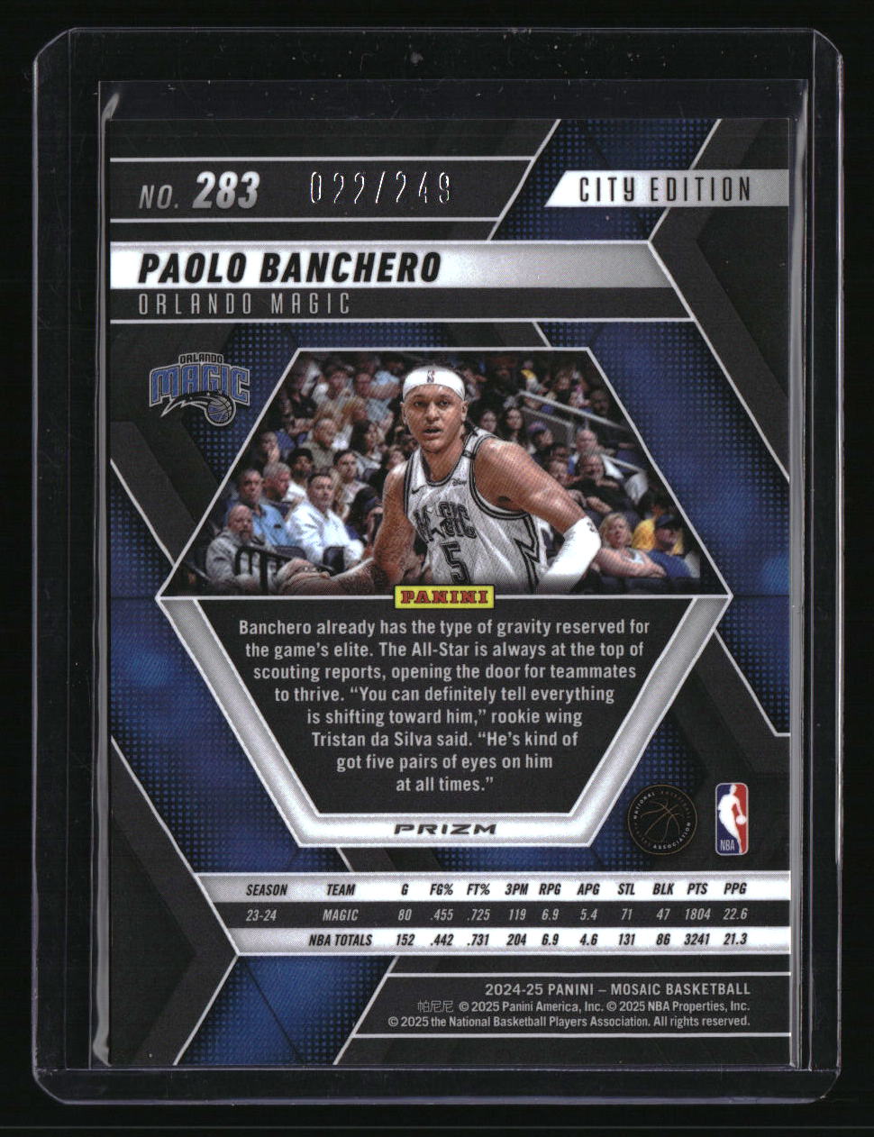 2024-25 Panini Mosaic Paolo Banchero Purple Fluorescent Mosaic #/249