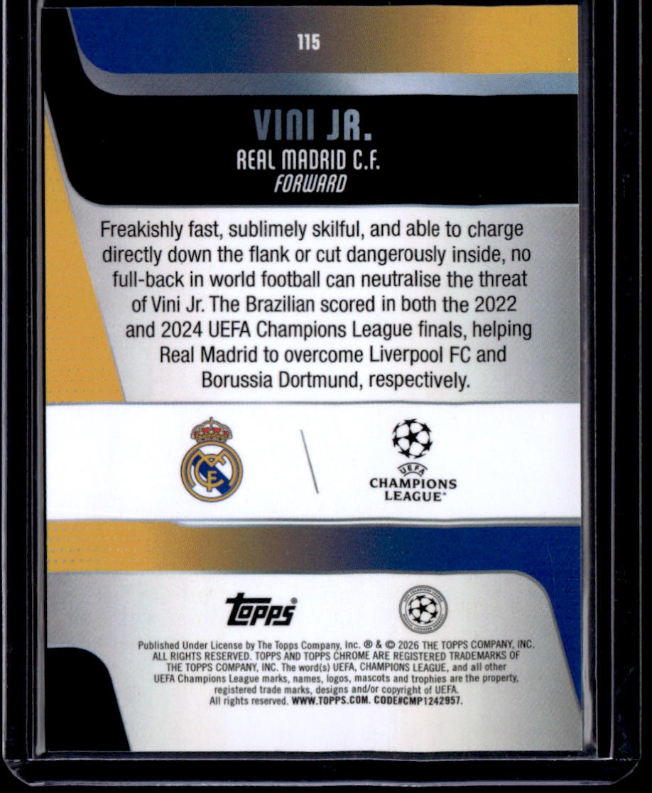 2025-26 Topps Chrome UEFA Club Competitions Vini Jr. Green Lava Refractor #/99