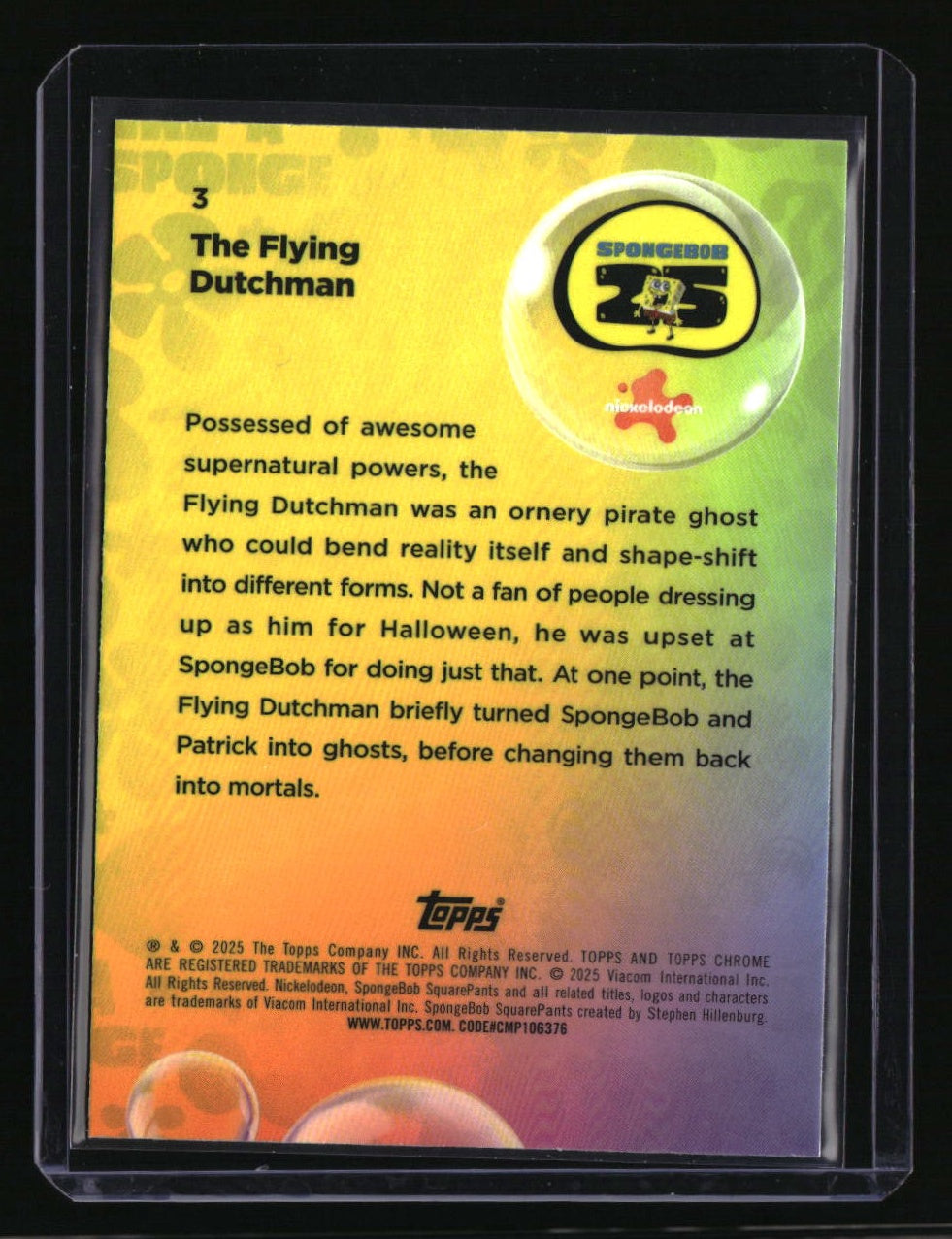 2025 Topps Chrome SpongeBob SquarePants 25th Flying Dutchman Aqua Lava