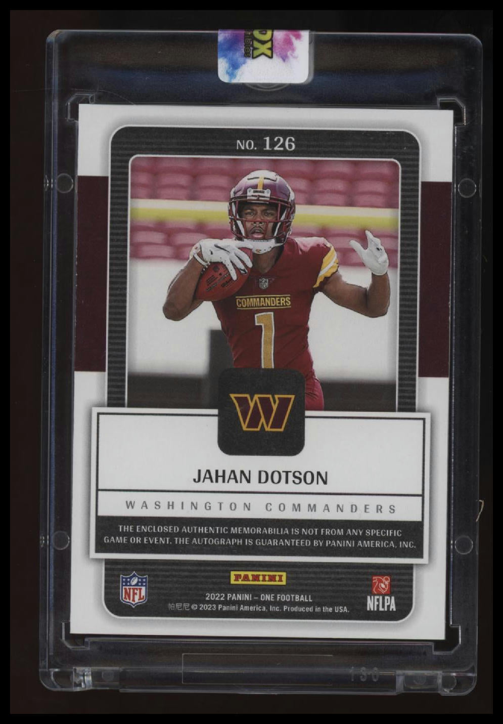 2022 Panini One Jahan Dotson Blue #/49
