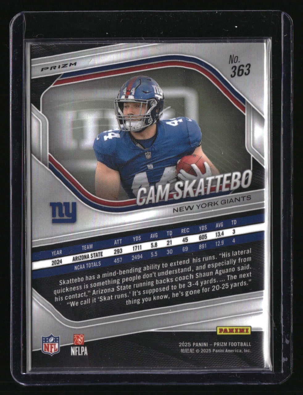 2025 Panini Prizm Cam Skattebo White Disco