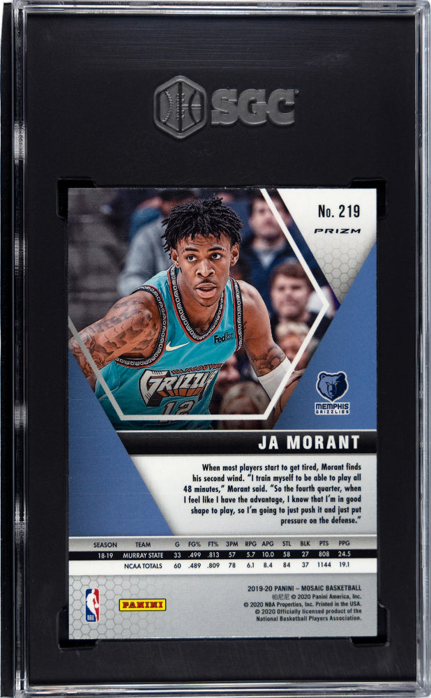 2019-20 Panini Mosaic Ja Morant Choice Red &amp; Green Prizm SGC 10