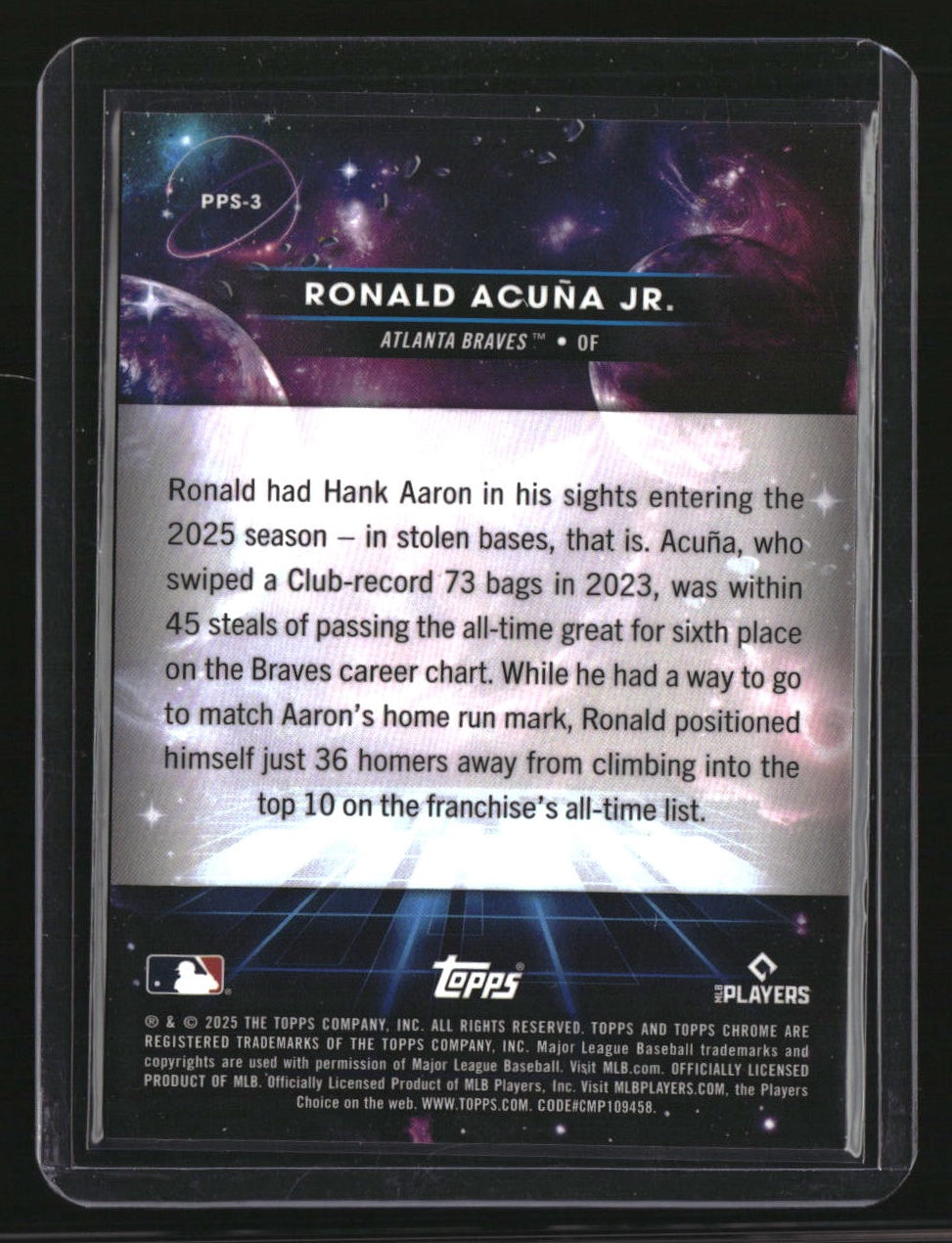 2025 Topps Chrome Cosmic Ronald Acuña Jr. Planetary Pursuit Sun