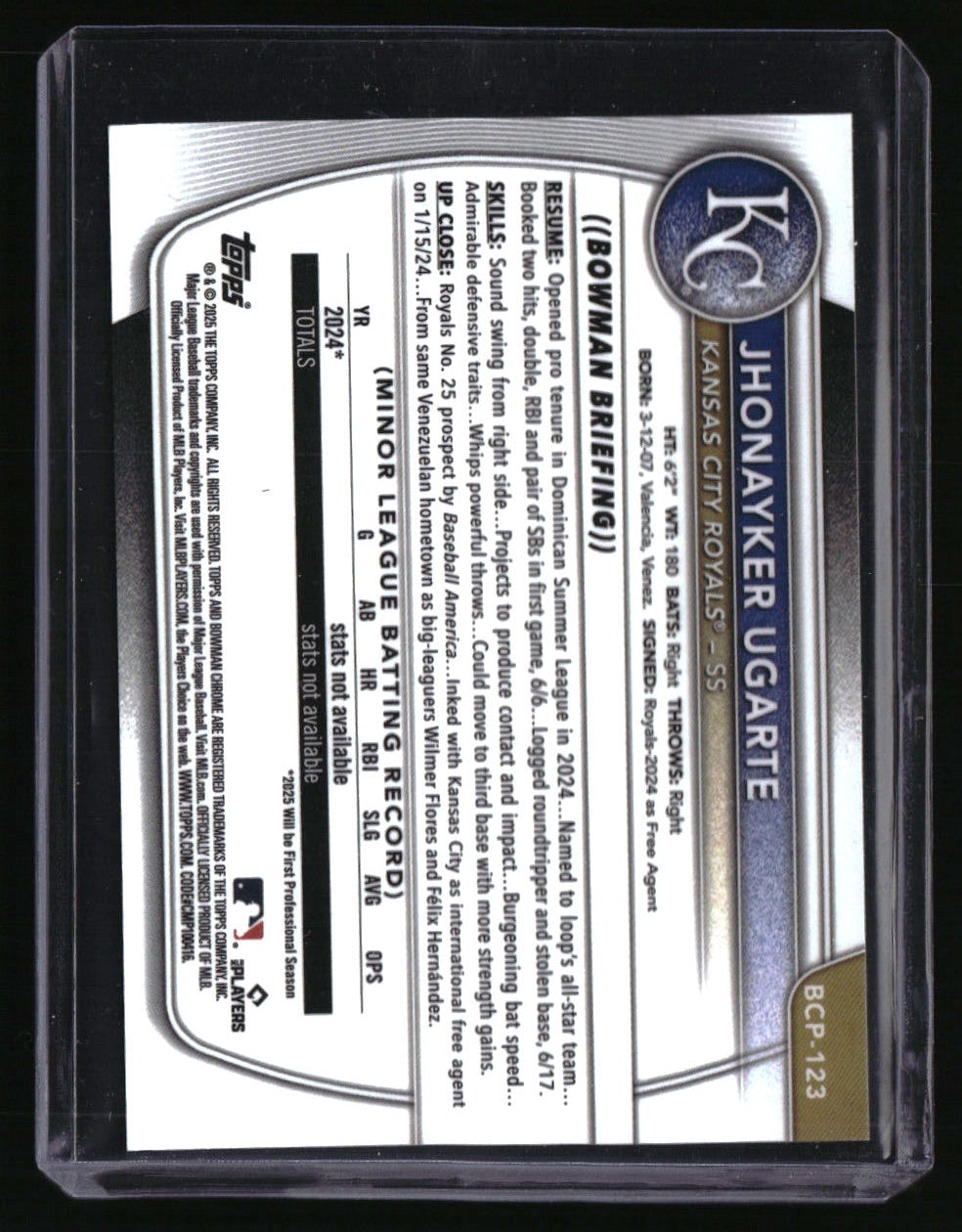 2025 Bowman Jhonayker Ugarte Chrome Prospects Gold Refractor #/50