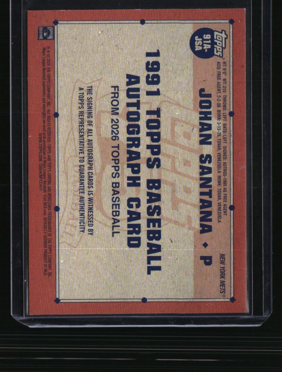 2026 Topps Johan Santana 35th Anniversary Autographs (Series One)