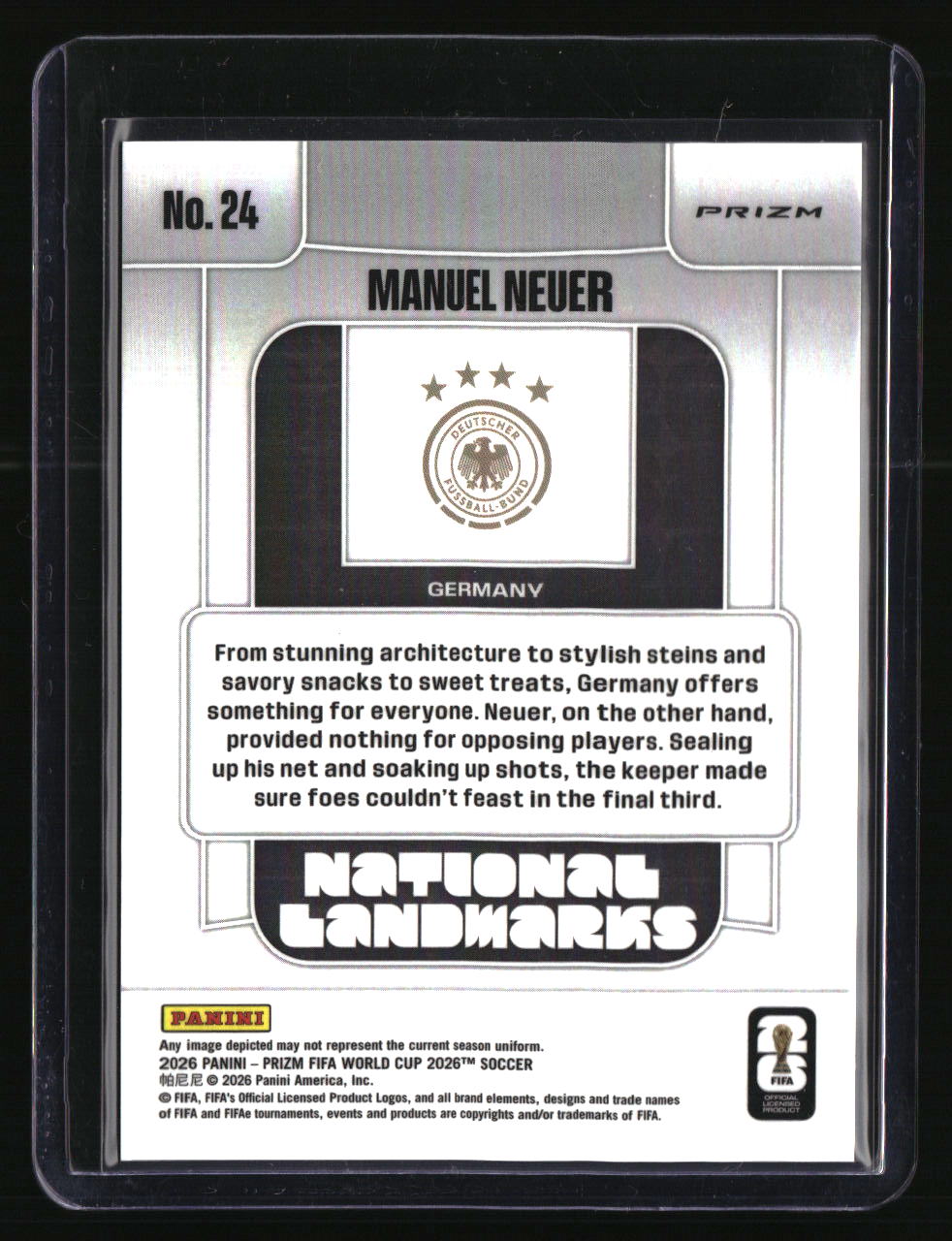 2026 Panini Prizm FIFA World Cup Manuel Neuer National Landmarks