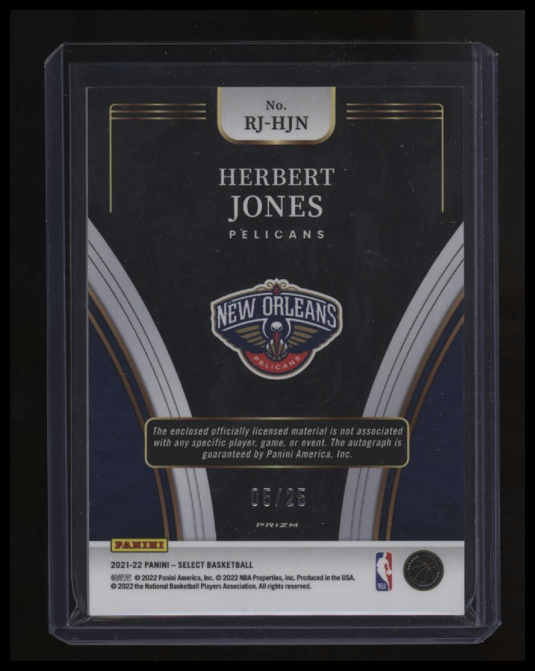 2021-22 Panini Select Herbert Jones Rookie Jersey Autographs Tie-Dye Prizms #/25