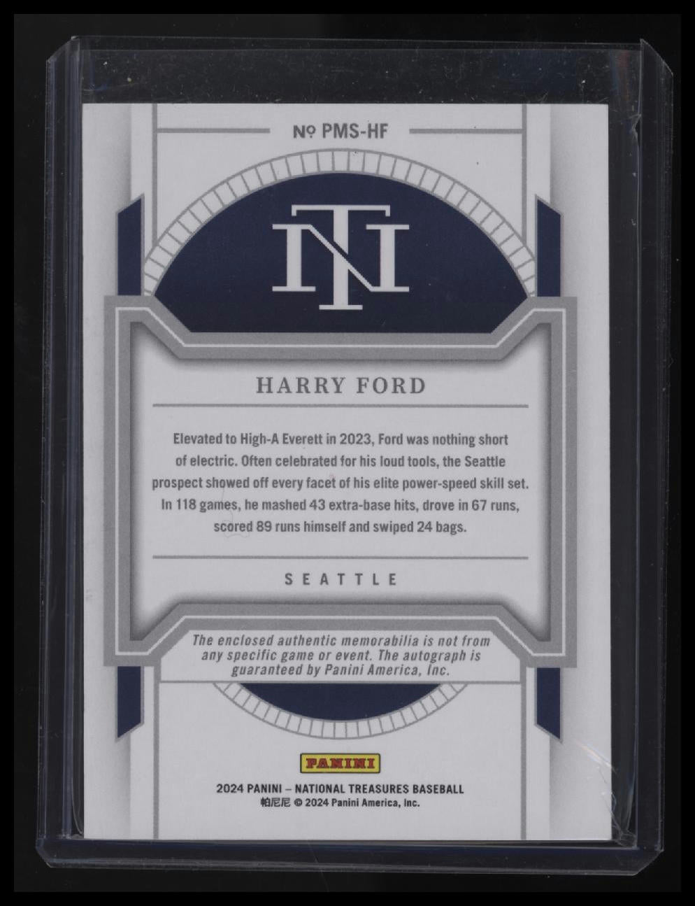 2024 Panini National Treasures Harry Ford Prospect Material Signatures Gold #/49