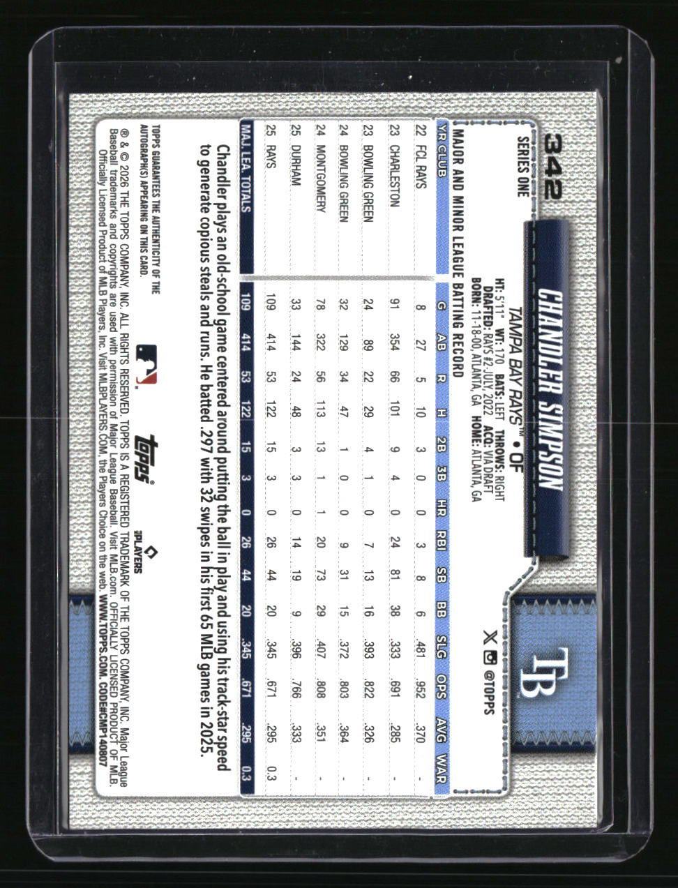 2026 Topps Chandler Simpson Flagship Real One Autographs