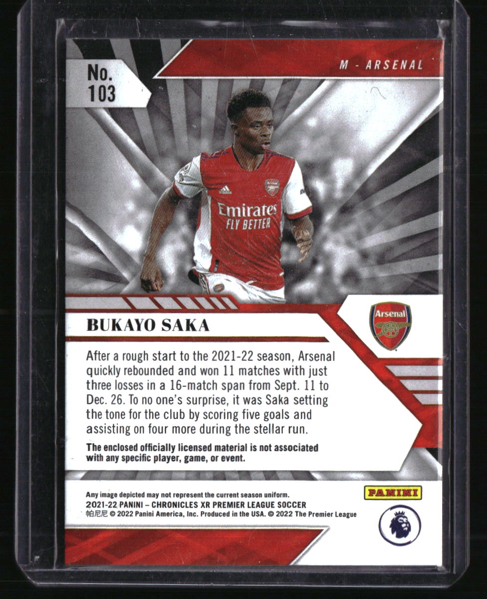 2021-22 Panini Chronicles Bukayo Saka XR Premier League Memorabilia #/250