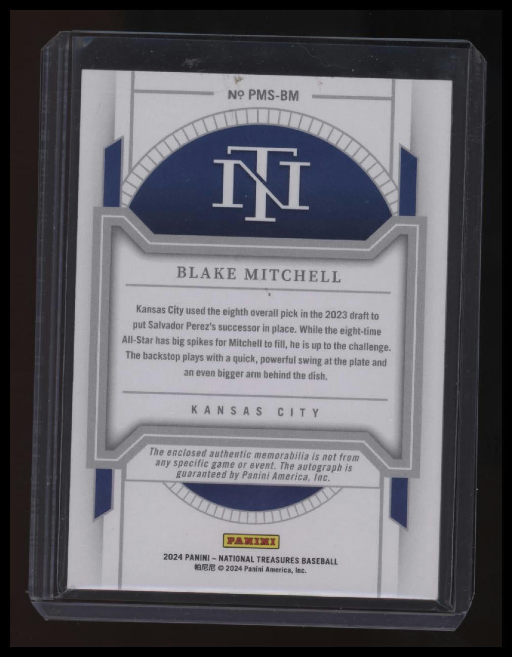 2024 National Treasures Blake Mitchell Prospect Material Signatures Gold #/49