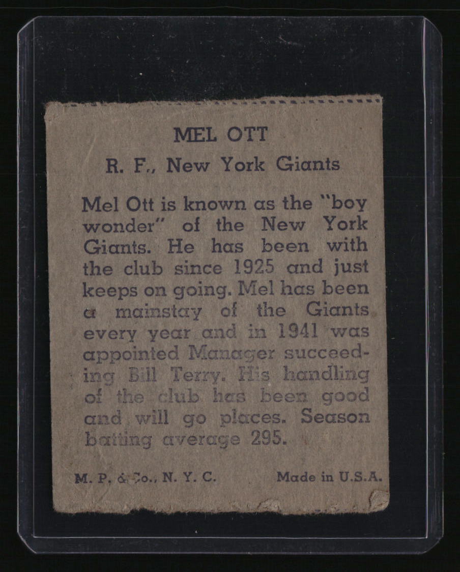 1943 M.P. & Co. (R302-1) Mel Ott