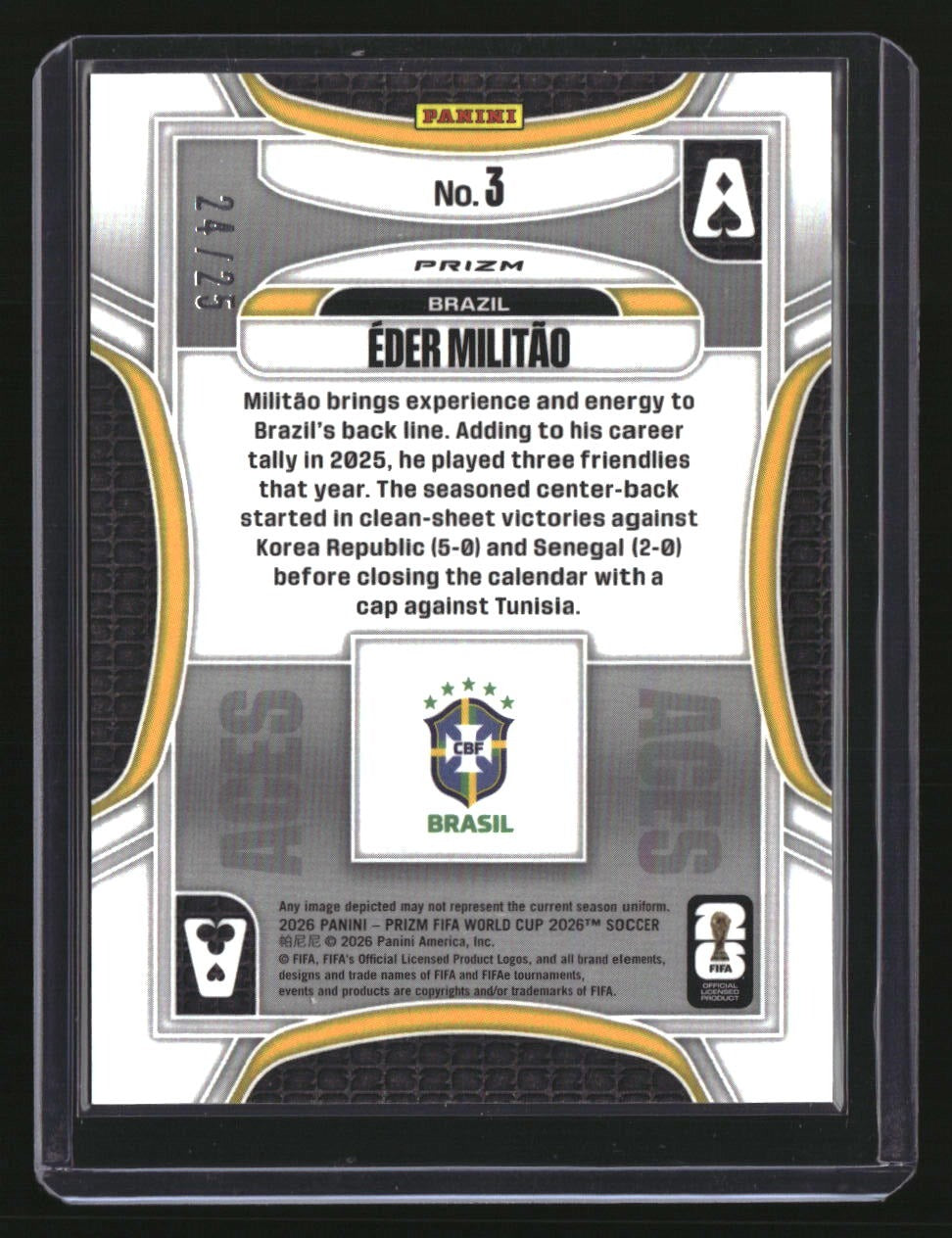 2026 Panini Prizm FIFA World Cup Eder Militao Aces Orange Prizm #/25