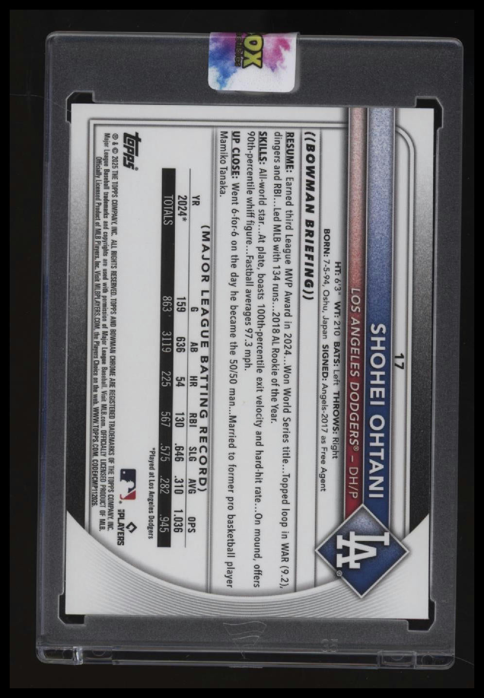 2025 Bowman Chrome Sapphire Edition Shohei Ohtani