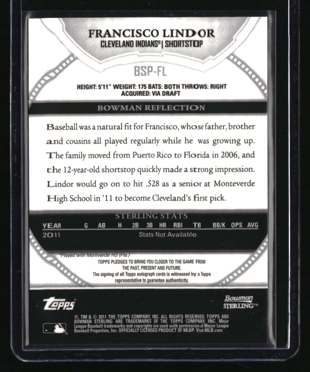 2011 Bowman Sterling Francisco Lindor Prospect Autographs