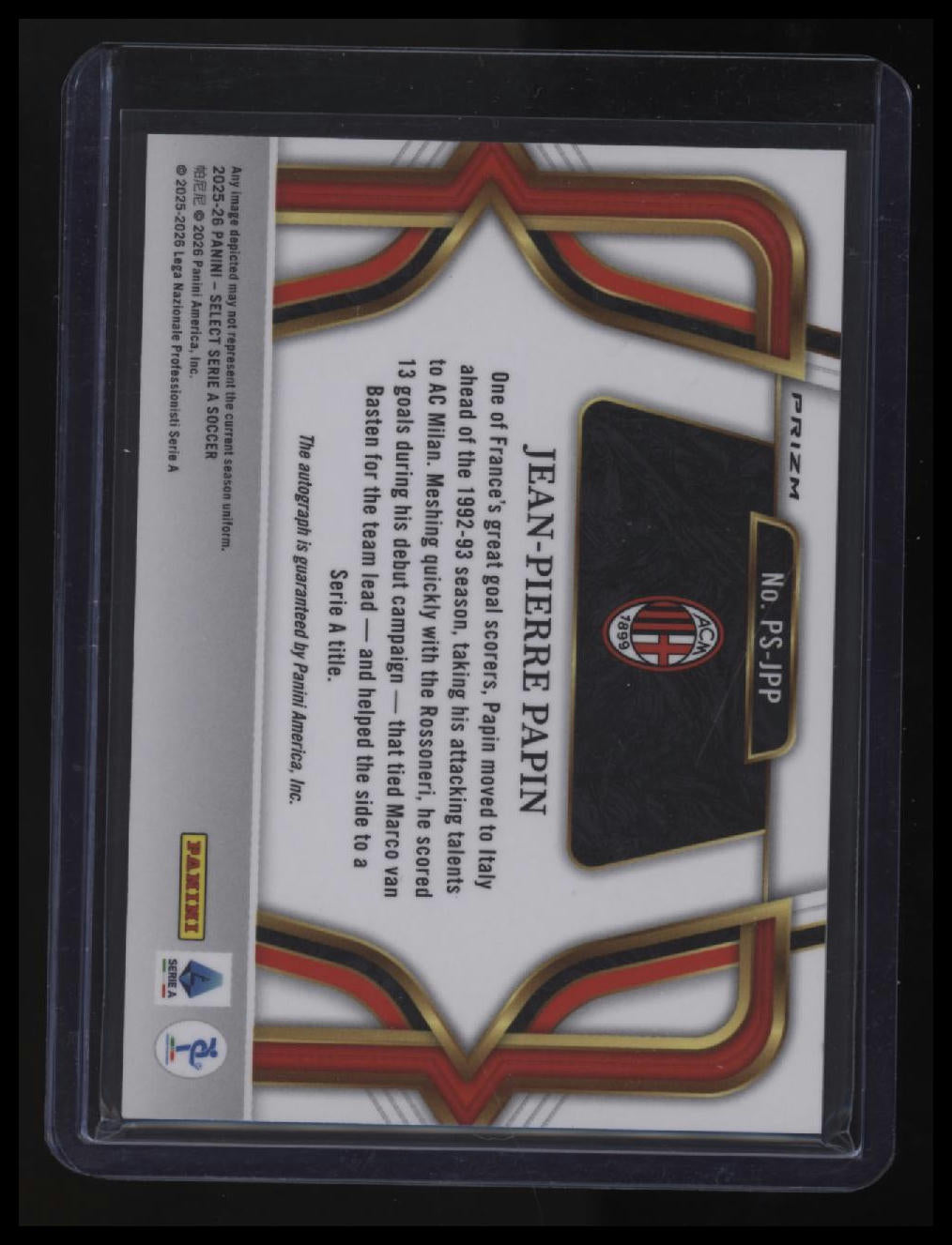 2025-26 Select Serie A Jean-Pierre Papin Pitchside Signatures