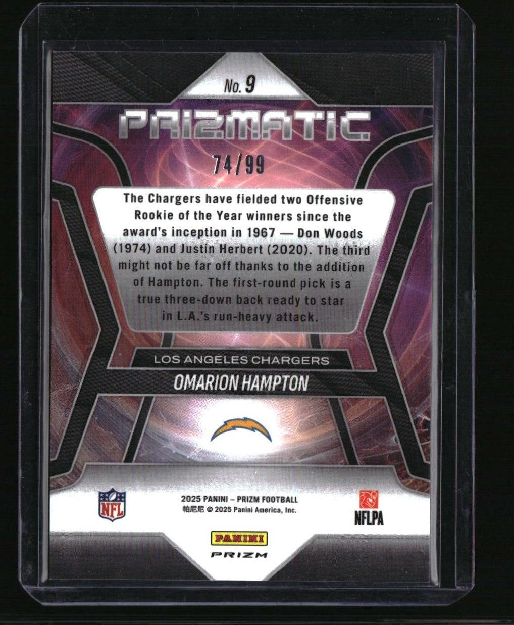 2025 Panini Prizm Omarion Hampton Prizmatic Blue Ice #/99
