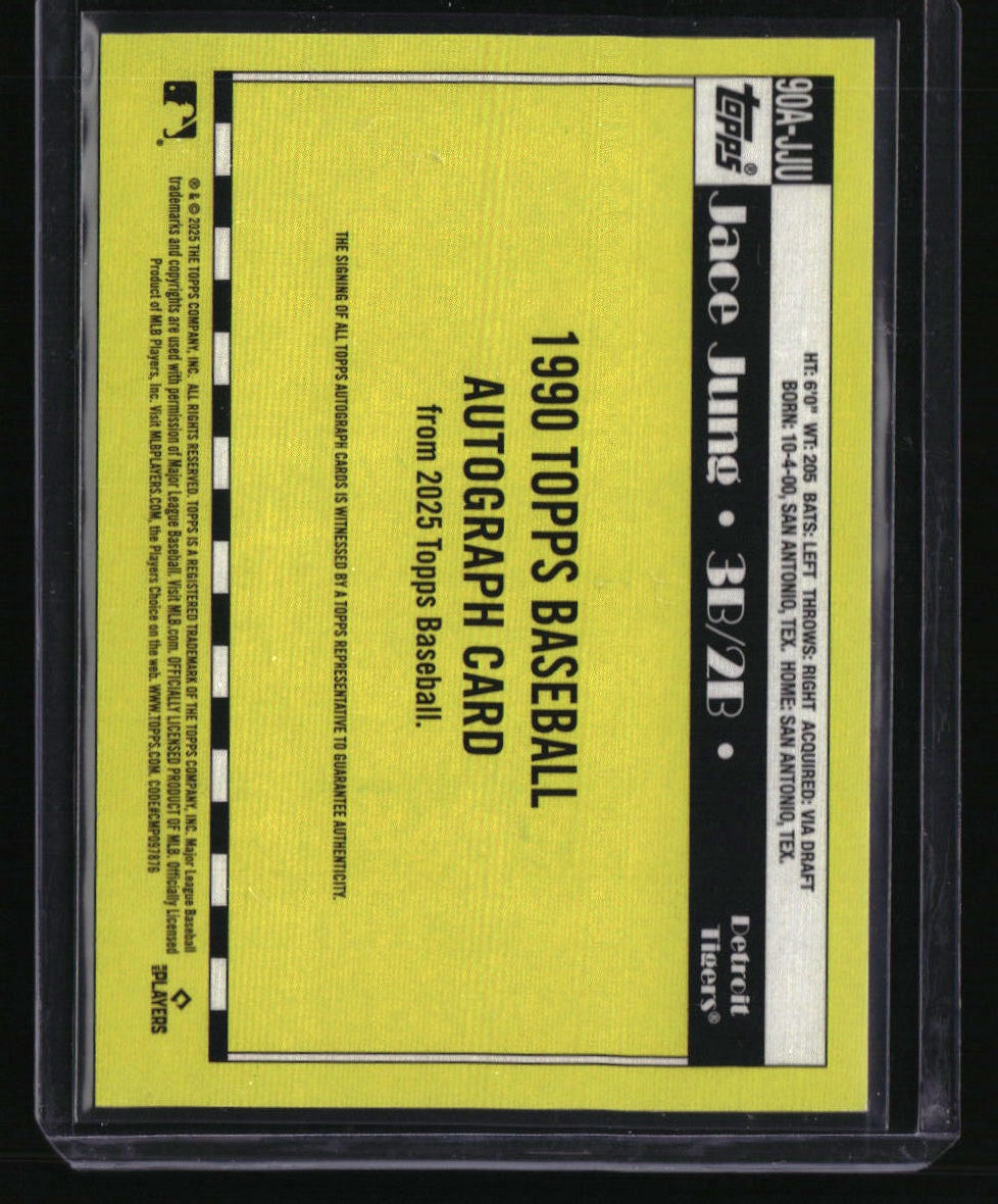 2025 Topps Jace Jung 1990 Topps Baseball 35th Anniversary Autographs