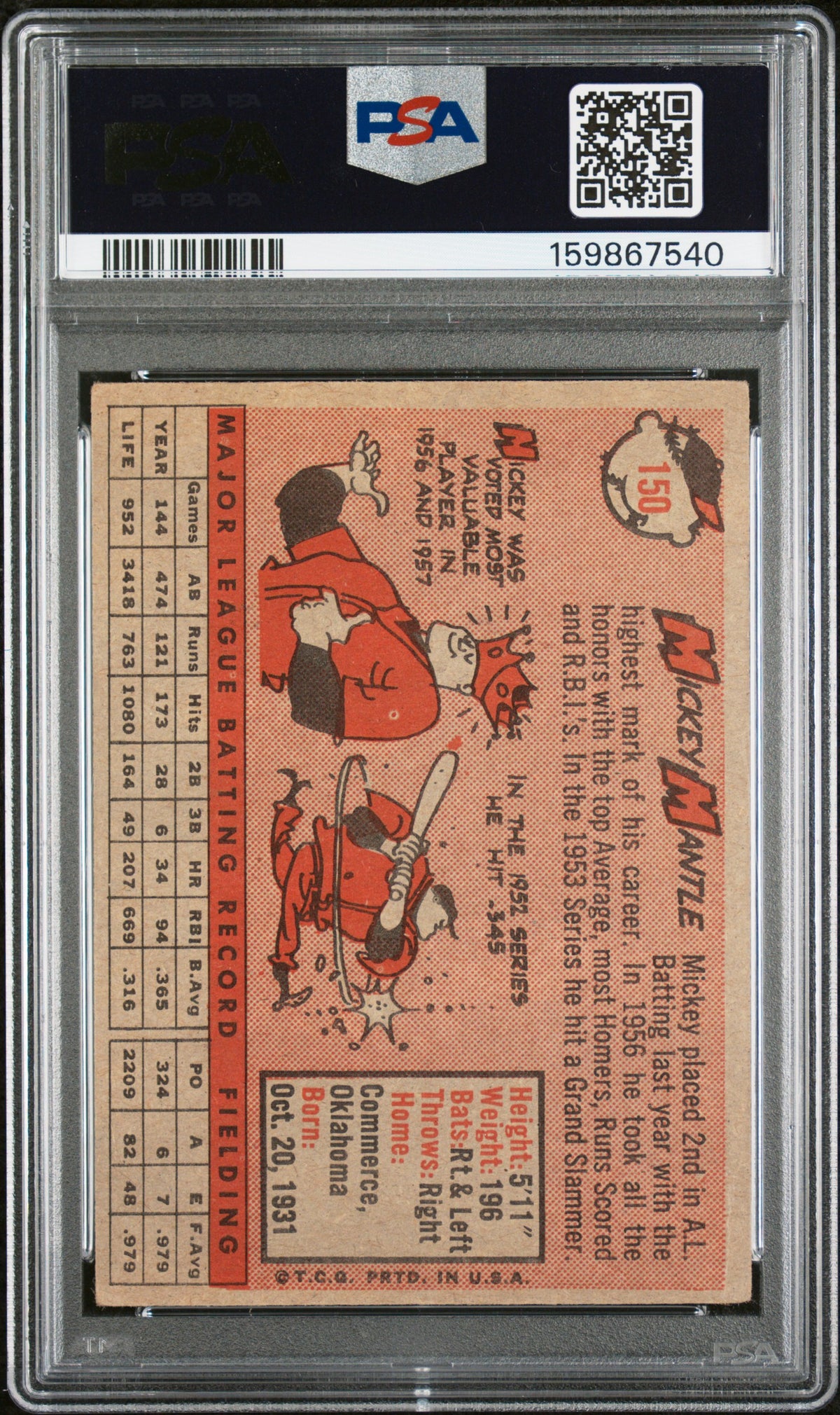 1958 Topps Mickey Mantle PSA 4