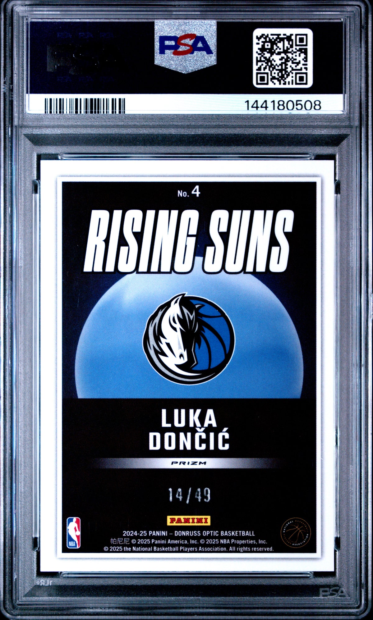 2024 Panini Donruss Optic Rising Suns Luka Doncic Rising Suns-Blue PSA 10