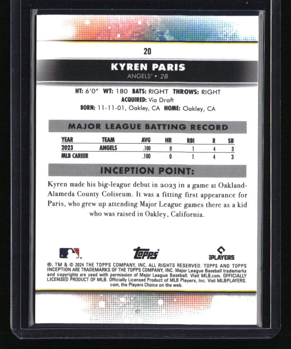 2024 Topps Inception Kyren Paris Gold Electricity #/50