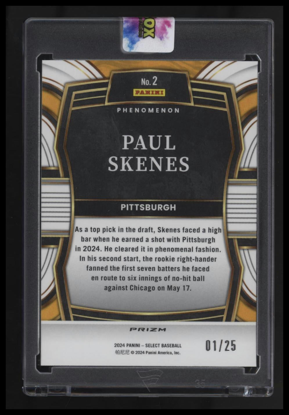 2024 Panini Select Paul Skenes Phenomenon Tie-Dye Prizms #/25 First On Print!