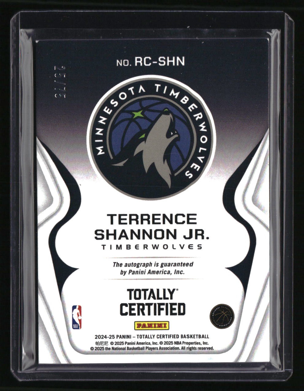 2024-25 Panini Totally Certified Terrence Shannon Jr. Rookie Roll Call Red #/75