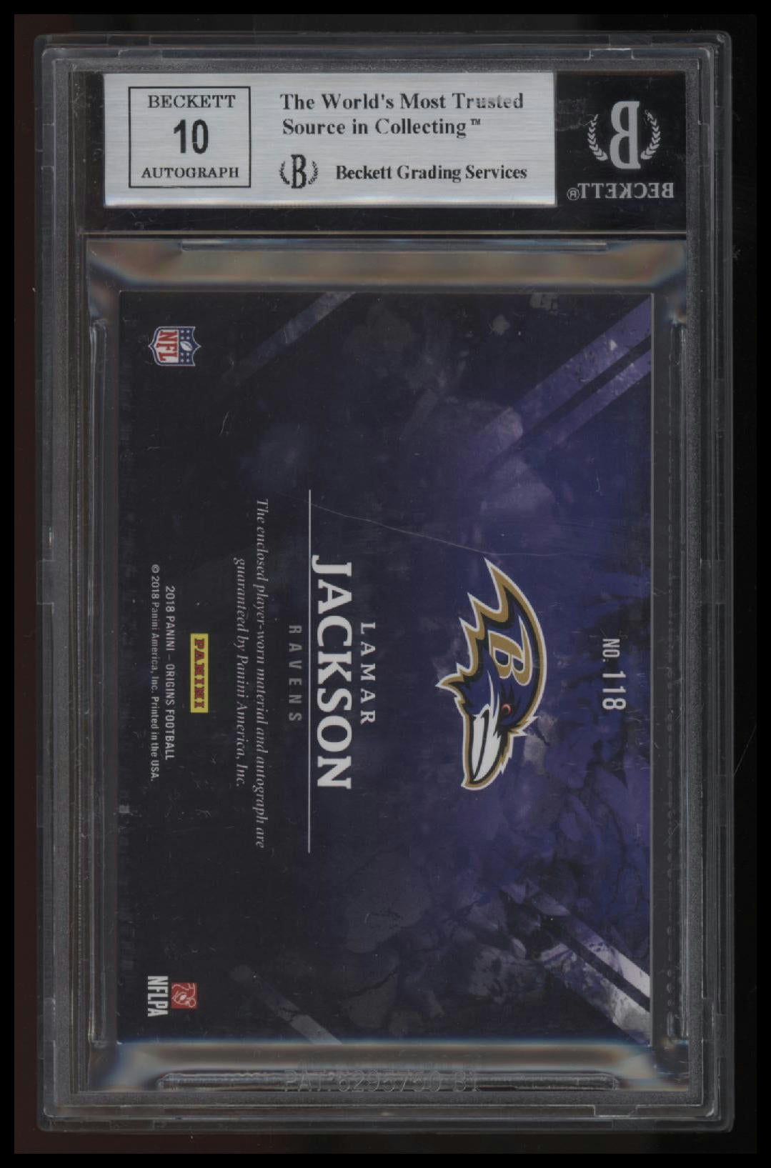 2018 Panini Origins Lamar Jackson JSY AU RC BGS 9.0