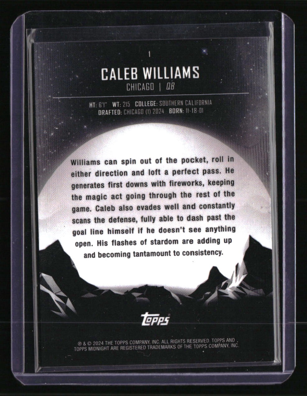2024 Topps Midnight Caleb Williams Morning #/149