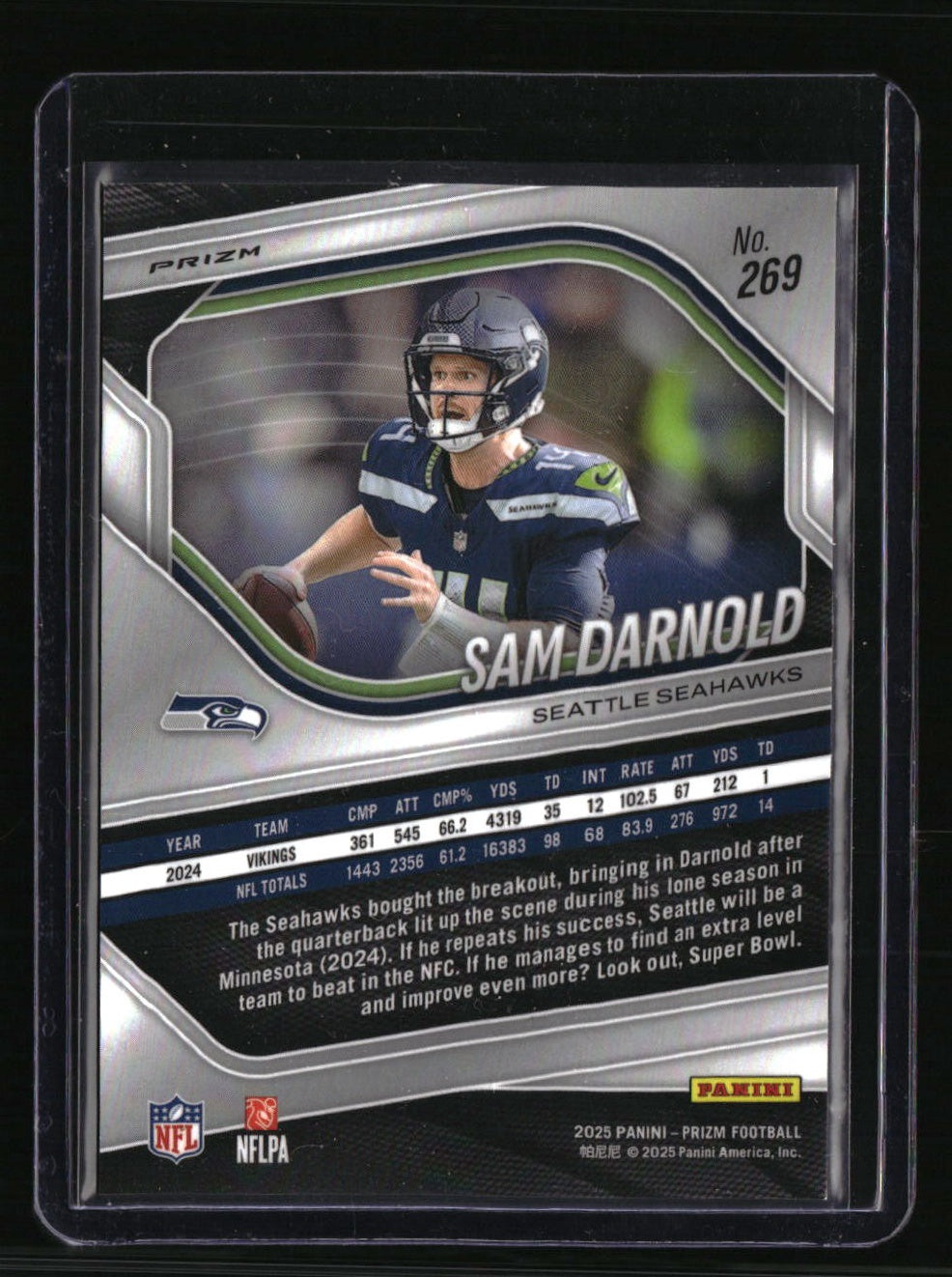 2025 Panini Prizm Sam Darnold Black and White Checker