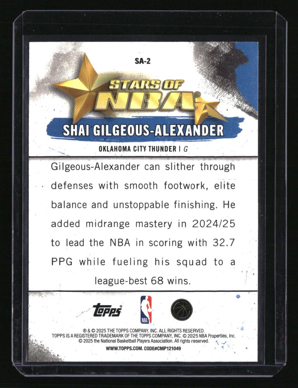 2025-26 Topps Shai Gilgeous-Alexander Stars of the NBA Blue Rainbow #/150