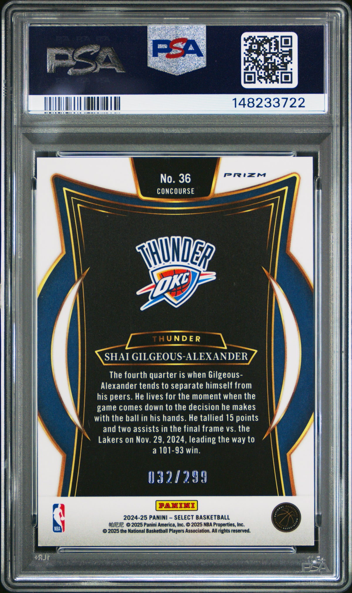 2024 Panini Select S. Gilgeous-Alexander Light Blue Prizm PSA 10