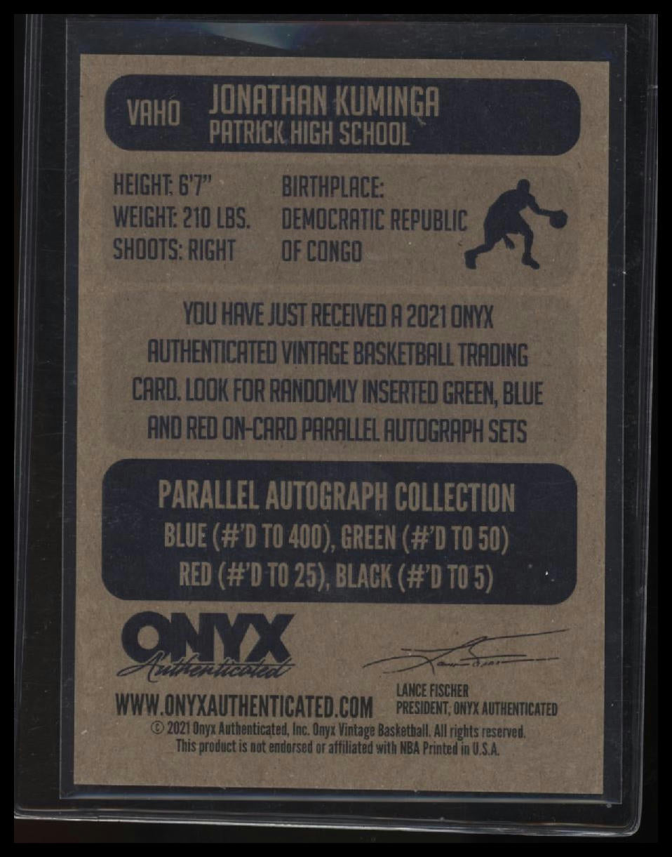 2021-22 Onyx Vintage Jonathan Kuminga Blue Signatures