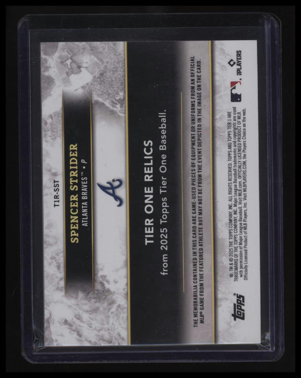 2025 Topps Tier One Spencer Strider Tier One Relics Red Dual Patch #/25