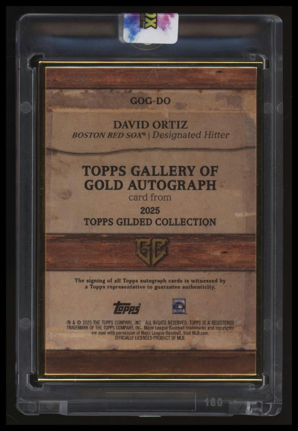 2025 Topps Gilded Collection David Ortiz Gallery of Gold Autographs #/50