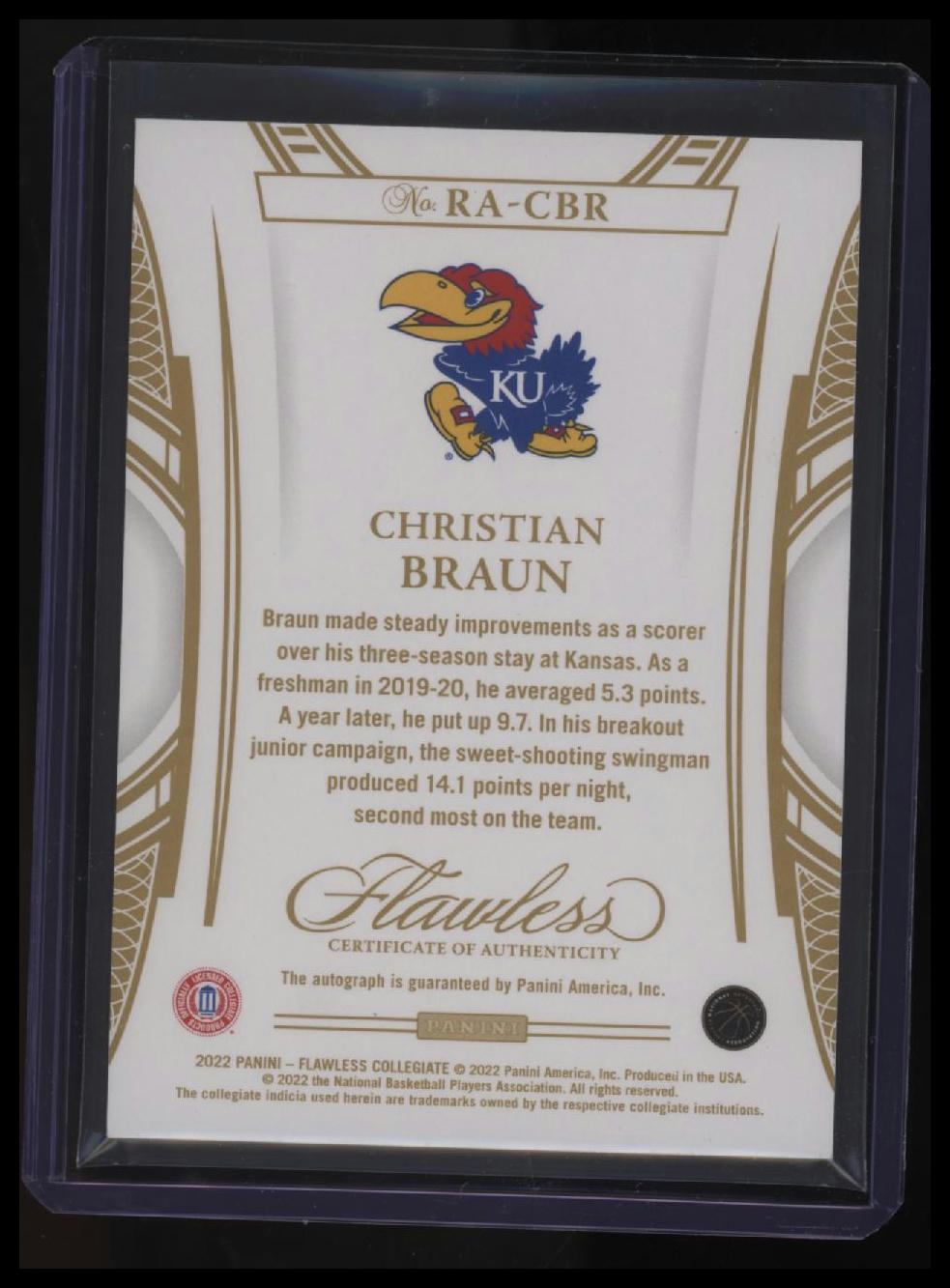 2022 Panini Flawless Collegiate Basketball Christian Braun Rookie Auto #/25
