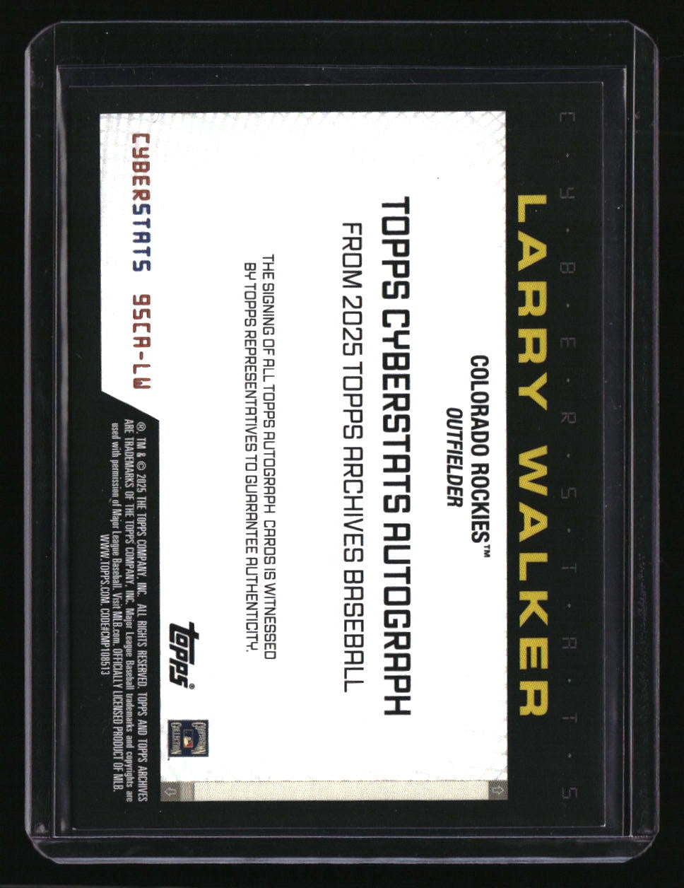2025 Topps Archives Larry Walker Cyberstats Autographs Blue Foilboard #/25