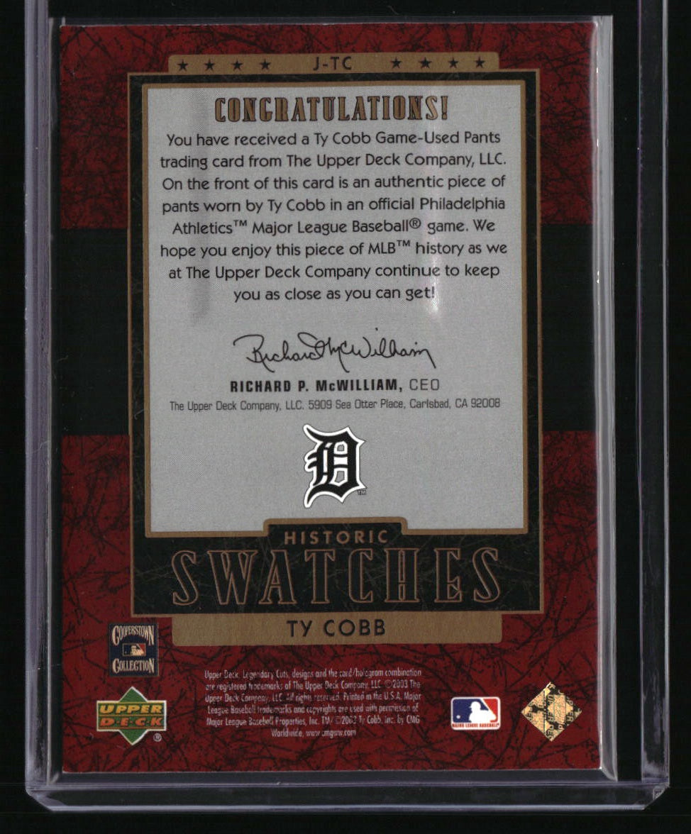 2003 SP Legendary Cuts Ty Cobb Historic Swatches #/300