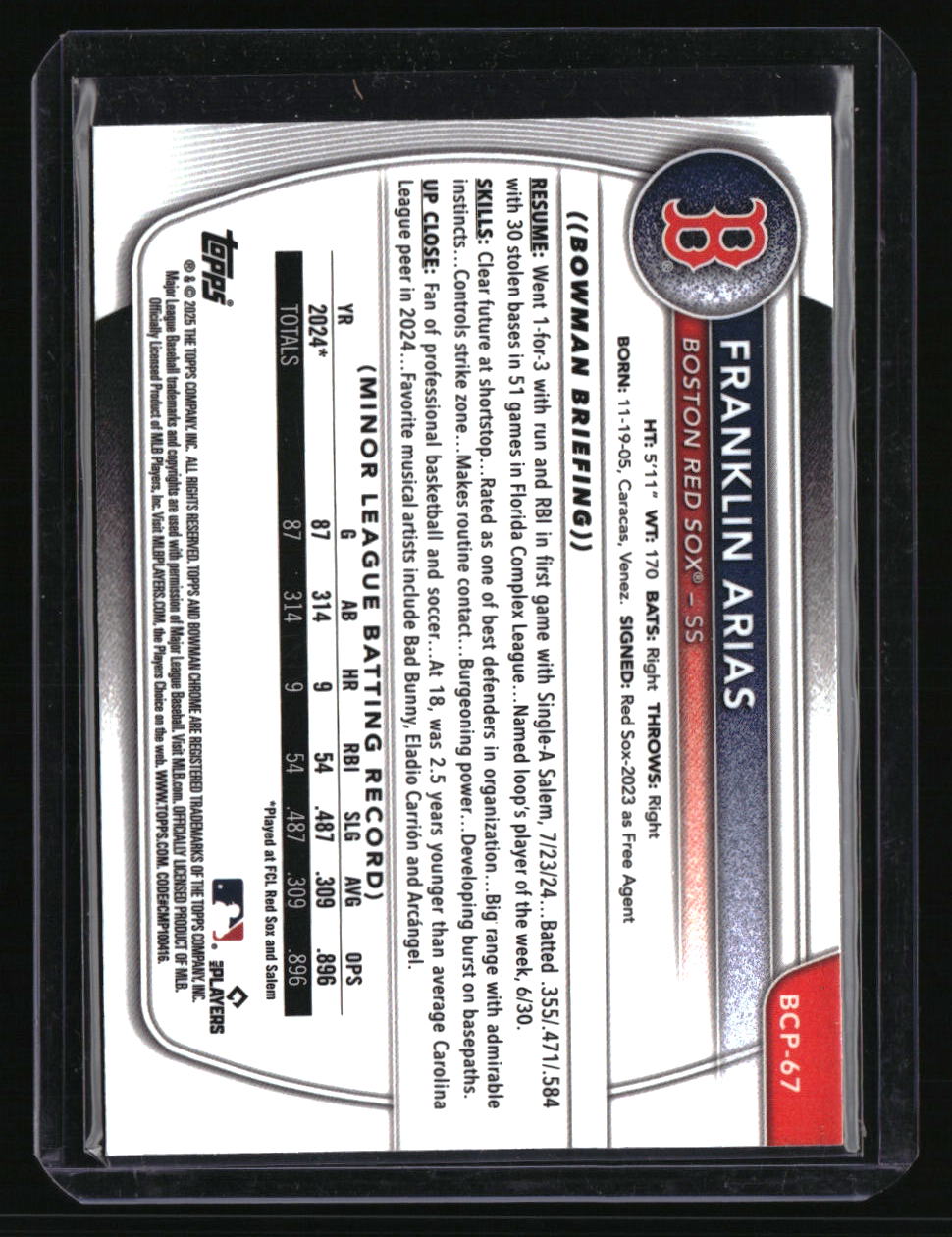 2025 Bowman Franklin Arias Chrome Prospects X-Fractor