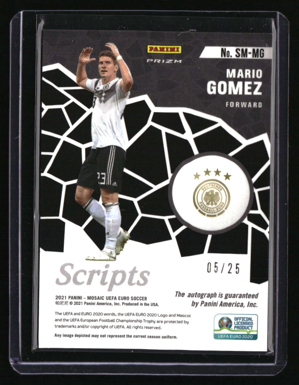 2021 Panini Mosaic Mario Gomez Scripts Purple Fluorescent Mosaic #/25
