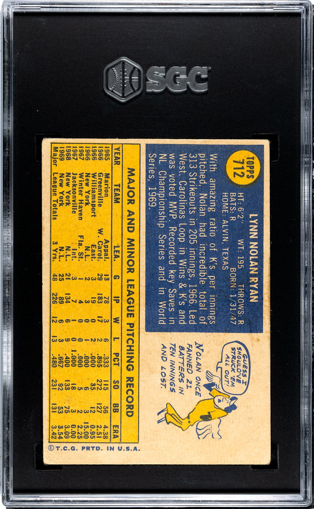 1970 Topps Nolan Ryan SGC 3