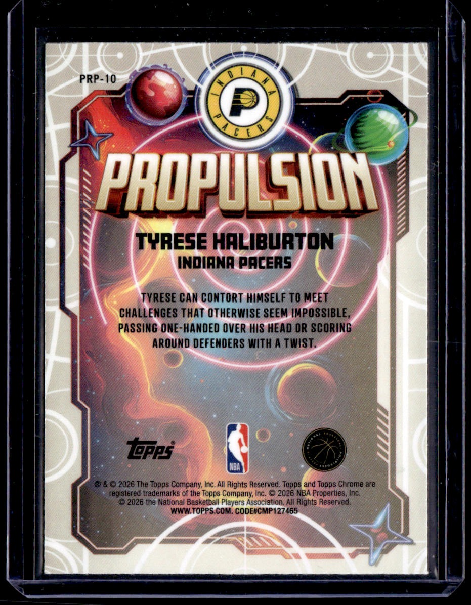 2025-26 Topps Chrome Cosmic Tyrese Haliburton Propulsion Aqua Refractor #/199
