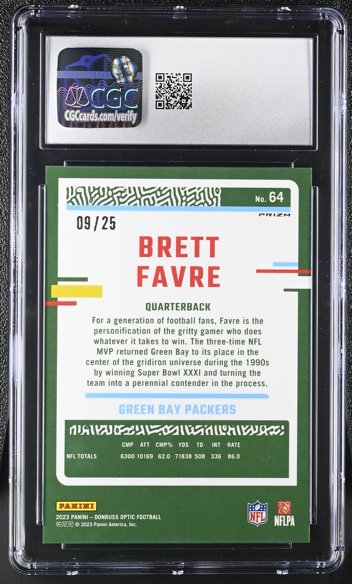 2023 Optic Brett Favre Black Pandora #/25 CGC 10