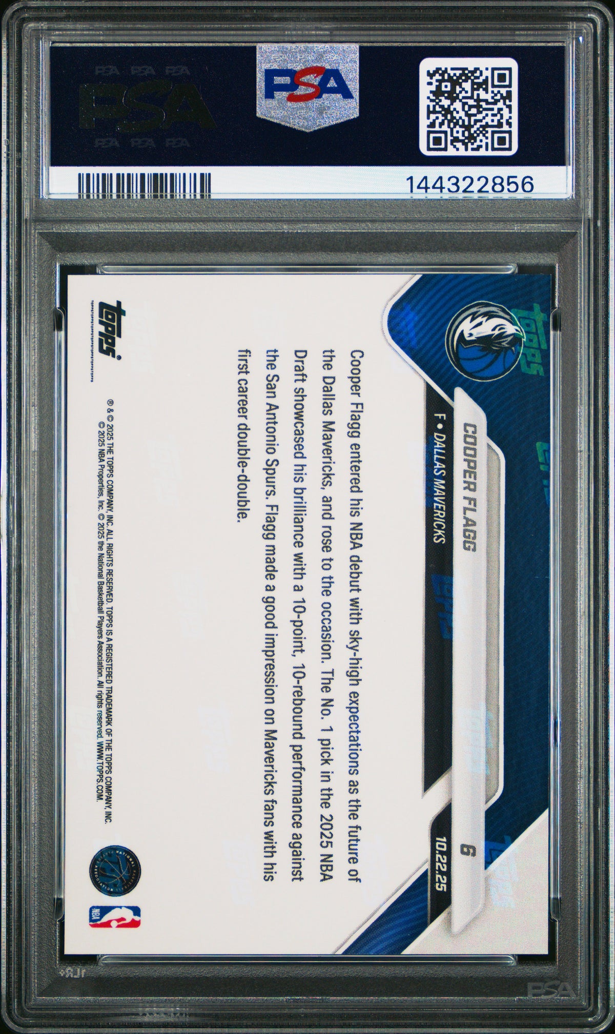 2025 Topps Now Cooper Flagg PSA 10