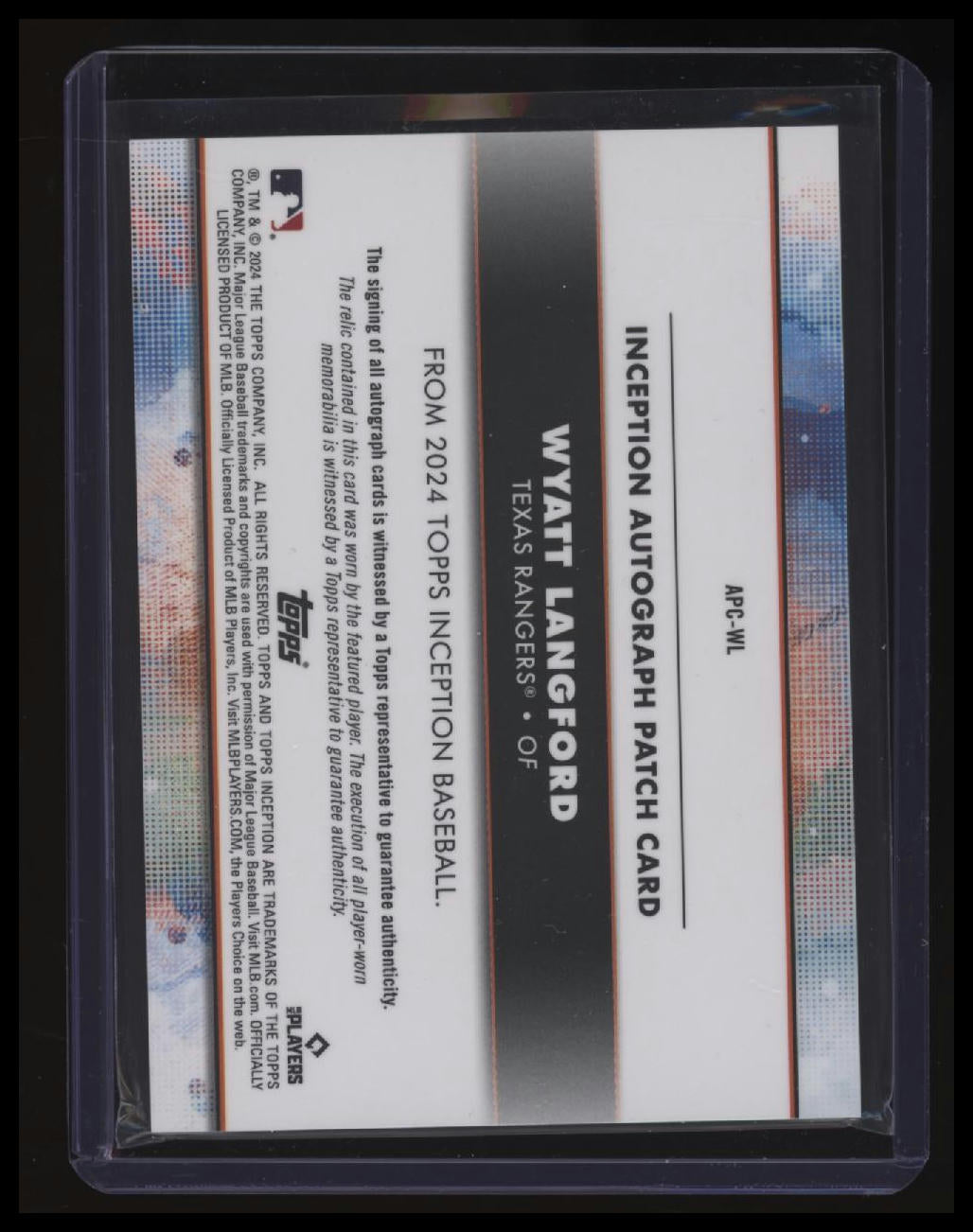 2024 Topps Inception Wyatt Langford Autographed Patch #/200