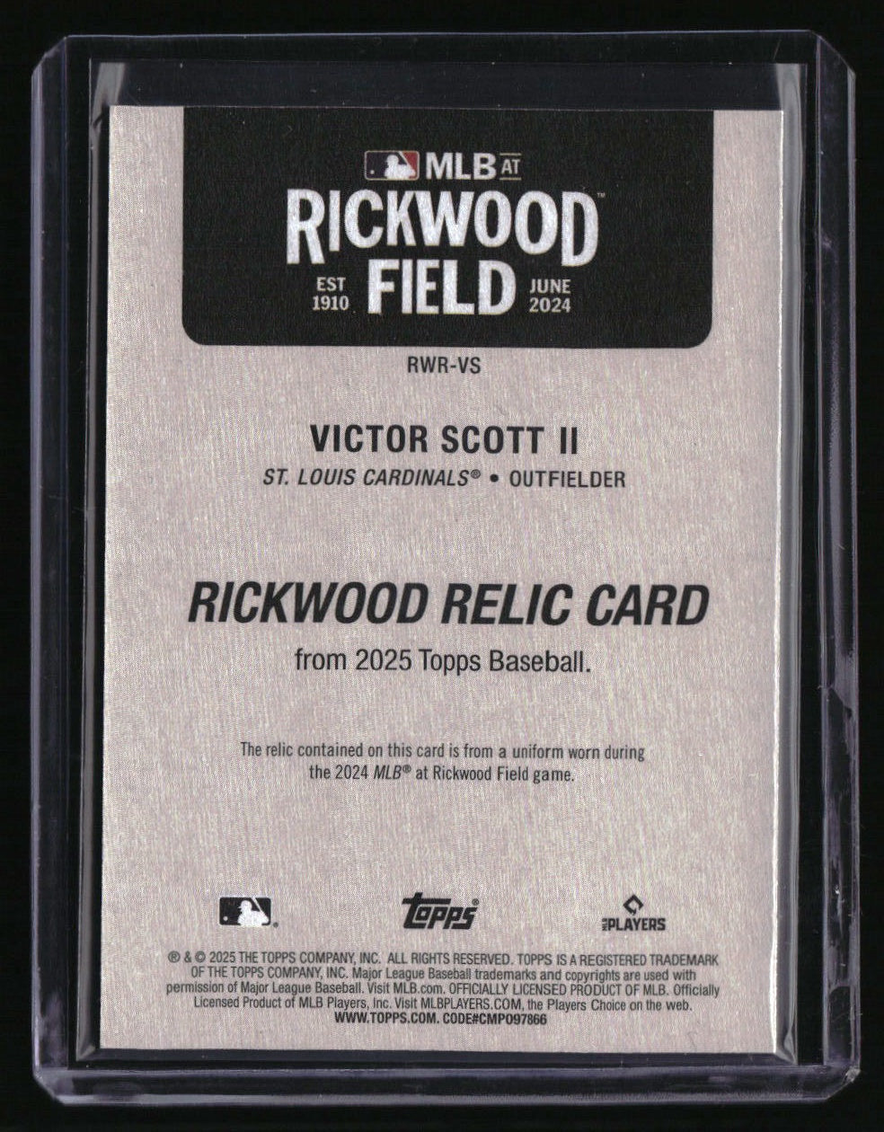 2025 Topps Victor Scott II Rickwood Relics