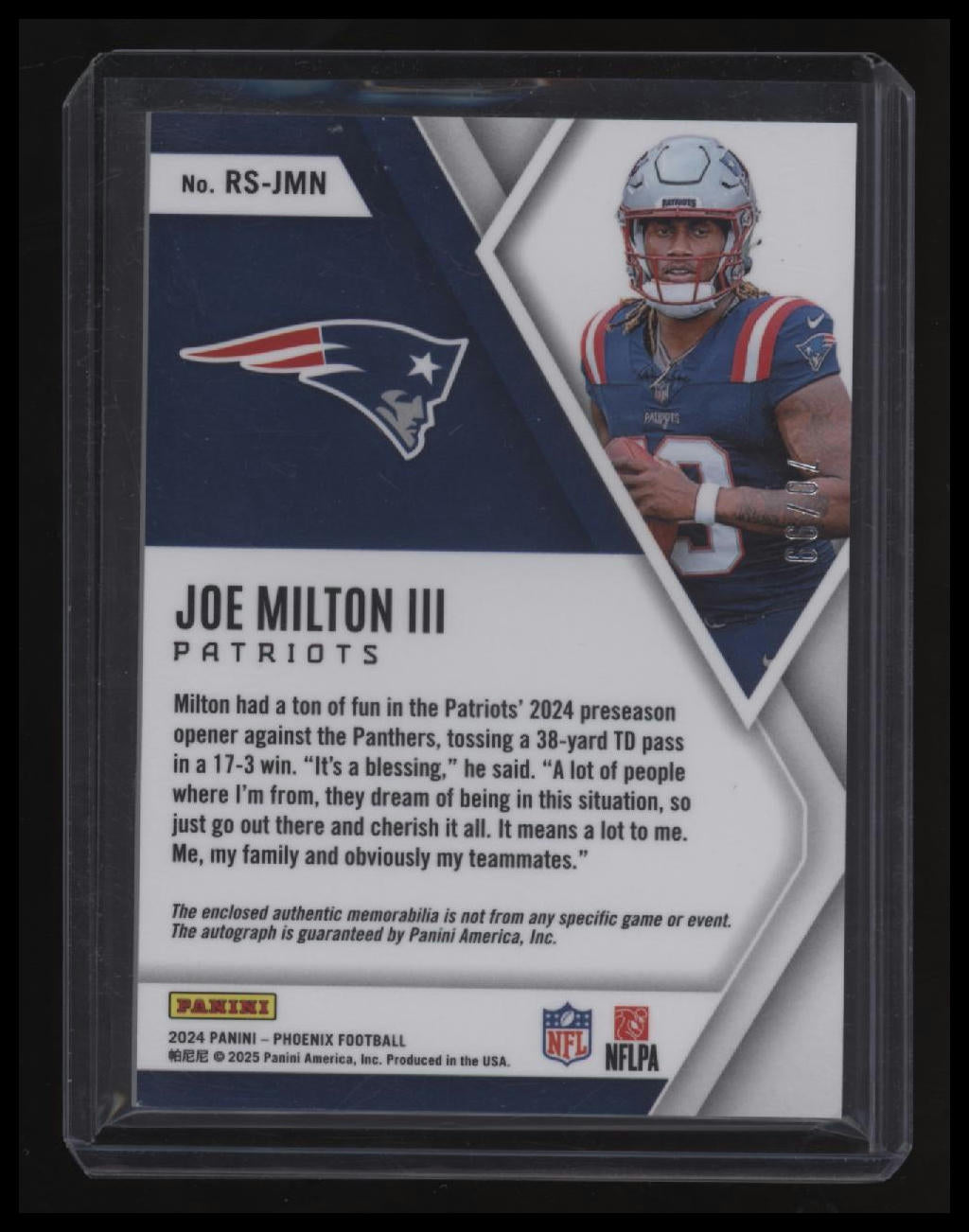 2024 Panini Phoenix Joe Milton III Rookie Silhouettes #/99