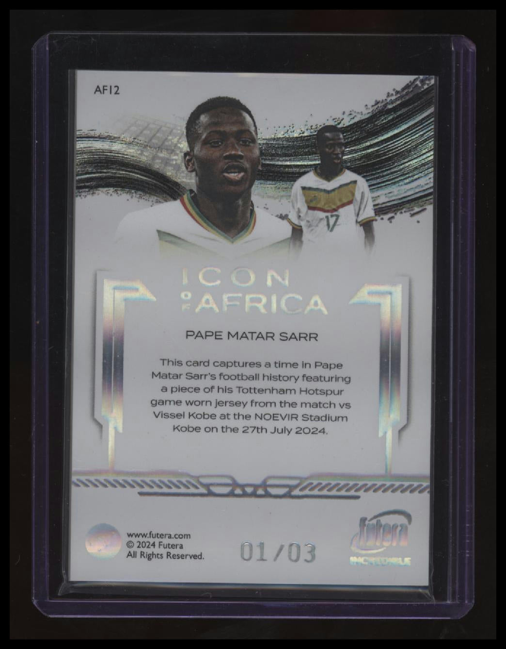 2024 Futera Incredible Pape Matar Sarr Icon of Africa SN3 #/3